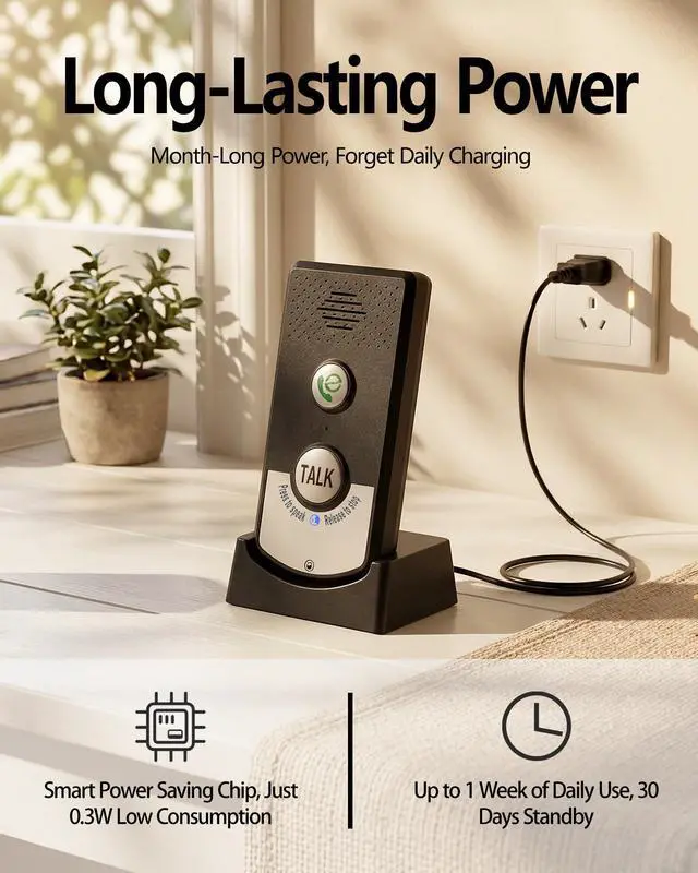 Alt view image 4 of 6 - Intercoms Wireless for Home, Long Range Wireless Intercom System for Room to Room Communication, 2 Way Voice Intercom for Elderly, Seniors, and Kids