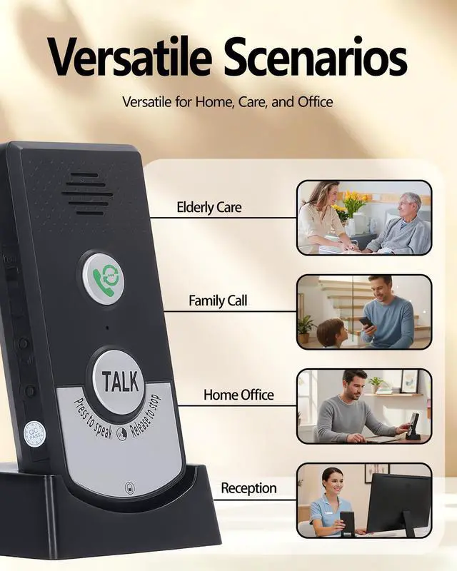Alt view image 6 of 6 - Intercoms Wireless for Home, Long Range Wireless Intercom System for Room to Room Communication, 2 Way Voice Intercom for Elderly, Seniors, and Kids