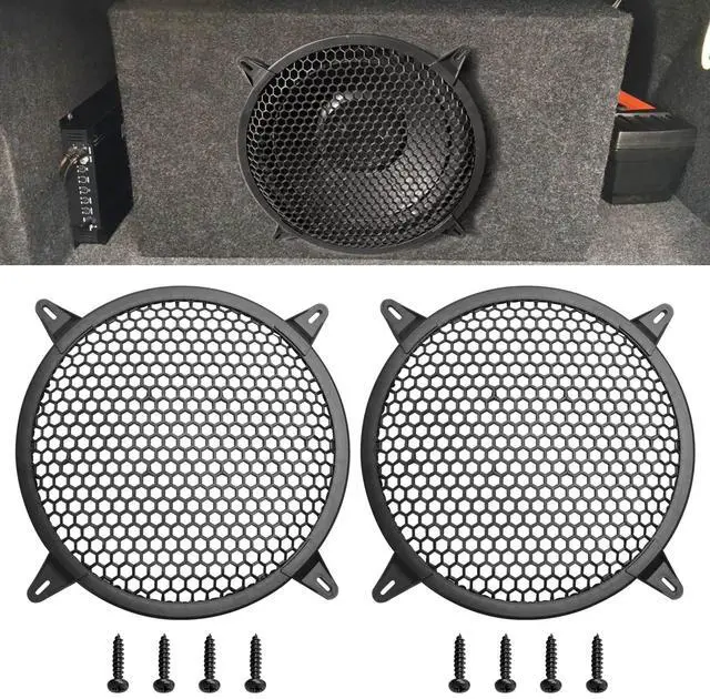Main image of 10 Inches Speaker Grill Cover: Plastic Honeycomb Hole Subwoofer Grill Cover Protector, Car Audio Speaker Grill Cover,(Pack of 2)