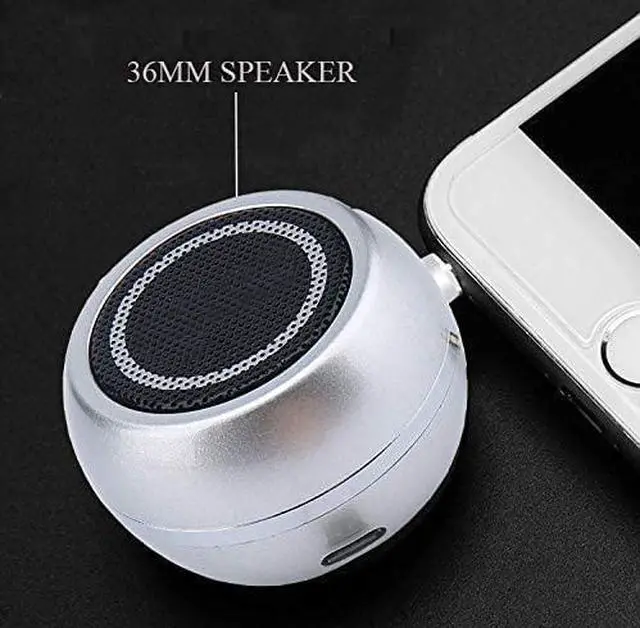 Alt view image 4 of 6 - Mini Speaker with 3.5mm Aux Input Jack, 3W Loud Portable Speaker for iPhone iPod iPad Cellphone Tablet Laptop, with USB Rechargeable Battery, Gift Choice for Kids, Silver