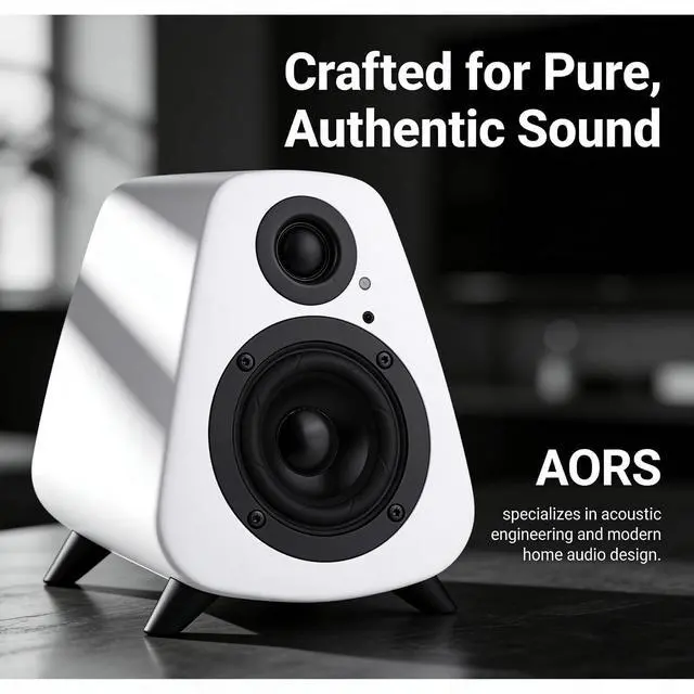 Alt view image 5 of 6 - AS31 Active Bookshelf Speakers Bluetooth 5.3, 2-Way Stereo PC Desktop 80W RMS/3-inch Bass/Midrange/RCA and Fiber Optic Inputs, Wooden Compact High-Power Speakers - Matte Skin White