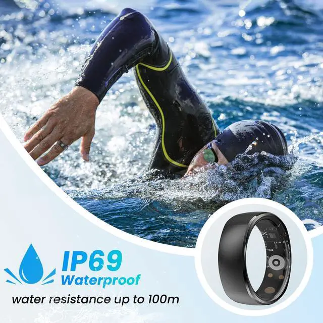 Alt view image 5 of 6 - Smart Ring for Men Women Health Tracker with Heart Rate, Blood Oxygen, Blood Pressure, Sleep Monitoring, Fitness Step Tracking, IP69 Waterproof Rings for iPhone and Android,Up to 7-Day Battery Size 13