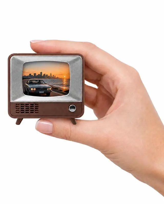 Main image of Mini Retro Tiny TV, 2 Inch Screen HD Display Real Working TV, Portable Vintage Small Television Supports Custom Video Upload, Rechargeable Classics Miniature Television for Desk Decor Unique Gift