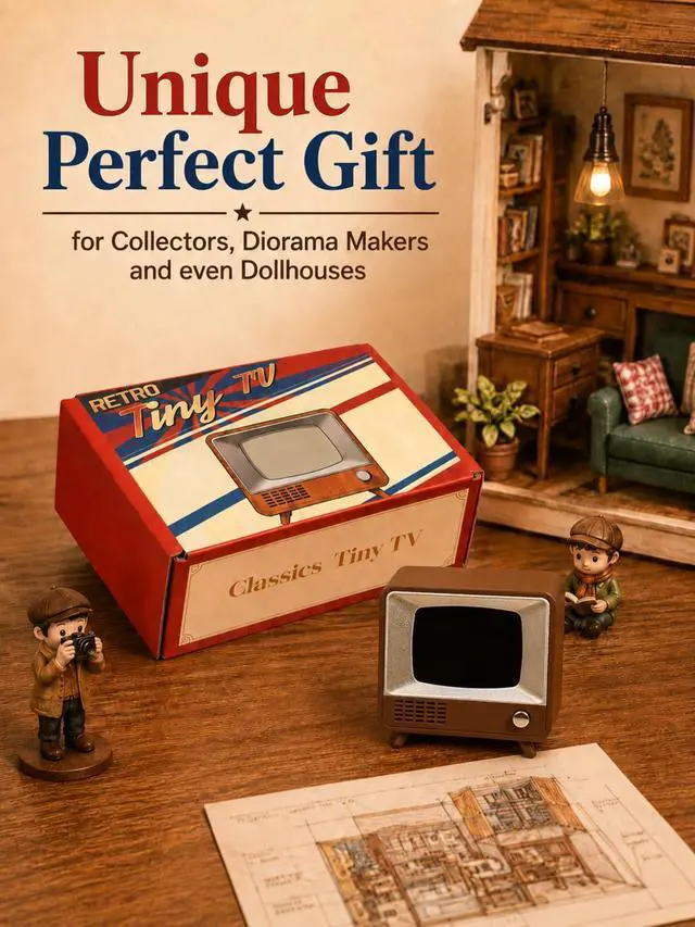 Alt view image 6 of 6 - Mini Retro Tiny TV, 2 Inch Screen HD Display Real Working TV, Portable Vintage Small Television Supports Custom Video Upload, Rechargeable Classics Miniature Television for Desk Decor Unique Gift