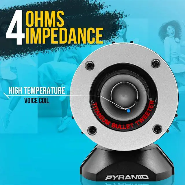 Alt view image 5 of 6 - 300 Watt Marine Tweeter Speaker - 3.75 Aluminum Bullet Horn w/ 1 Titanium Dome Tweeter, 2k-25kHz Frequency Response, 4 Ohm Impedance, Heavy Duty 20 Oz. Magnet Structure -TW28 (Pair)