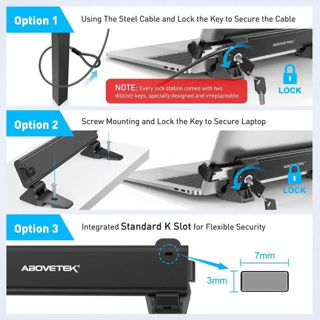 Alt view image 4 of 6 - MacBook & Surface Laptop Locking Station with Combo Lock Cable, Anti Theft Folding Security Laptop Desk Mount, Adjustable & Portable, Fits 12"-16" Laptops/Notebooks (Black)