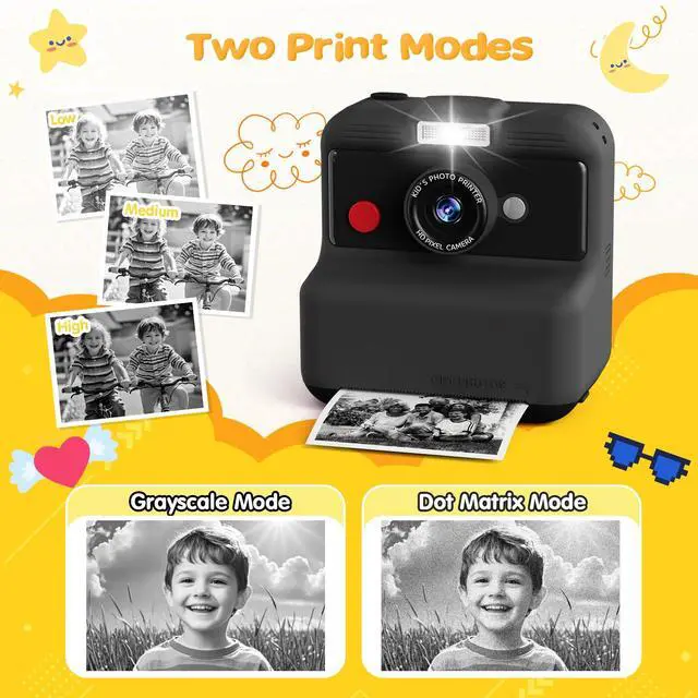 Alt view image 3 of 6 - Kids Camera Instant Print, 48MP/2.5K UHD Kids Instant Print Camera, Christmas Birthday Gifts for Girls and Boys, 3.0" Screen with Print Paper & 32G Card, Toddler Toy for Age 3-14 (Black)
