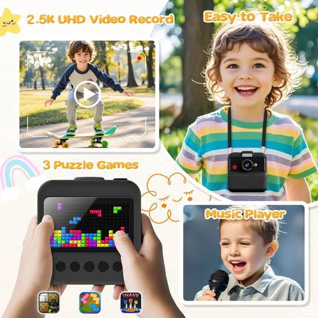 Alt view image 6 of 6 - Kids Camera Instant Print, 48MP/2.5K UHD Kids Instant Print Camera, Christmas Birthday Gifts for Girls and Boys, 3.0" Screen with Print Paper & 32G Card, Toddler Toy for Age 3-14 (Black)