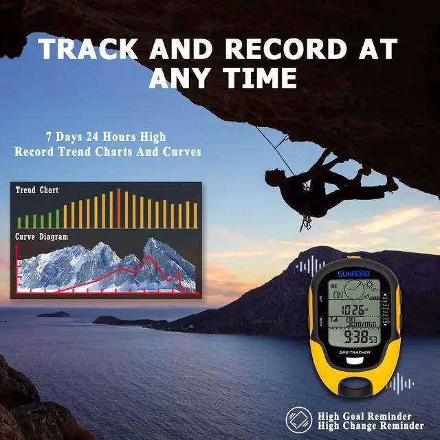 Alt view image 3 of 6 - Altimeter GPS Digital Waterproof Outdoor Altitude Pre-Warning Remind Compass Stopwatch Sports -Barometer Weather Forcast Pedometer