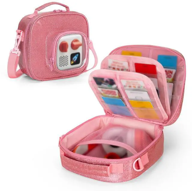 Main image of Carry Case Compatible with Yoto Mini (2024 Edition), Pink, Bag Only | Travel Storage Bag for Audio Player with Adjustable Shoulder Strap for Player Cards and Accessories