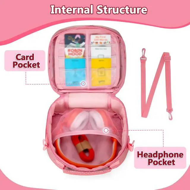 Alt view image 3 of 6 - Carry Case Compatible with Yoto Mini (2024 Edition), Pink, Bag Only | Travel Storage Bag for Audio Player with Adjustable Shoulder Strap for Player Cards and Accessories