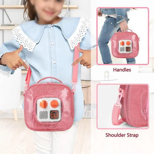 Alt view image 6 of 6 - Carry Case Compatible with Yoto Mini (2024 Edition), Pink, Bag Only | Travel Storage Bag for Audio Player with Adjustable Shoulder Strap for Player Cards and Accessories
