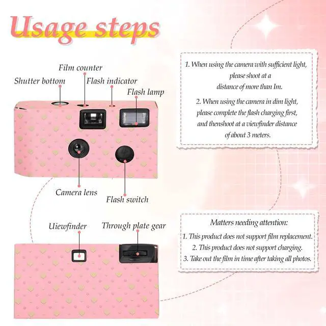 Alt view image 3 of 6 - 6 Pack Disposable Cameras - 35mm Single Use with Flash, Black & White Film for Weddings, Parties & Travel
