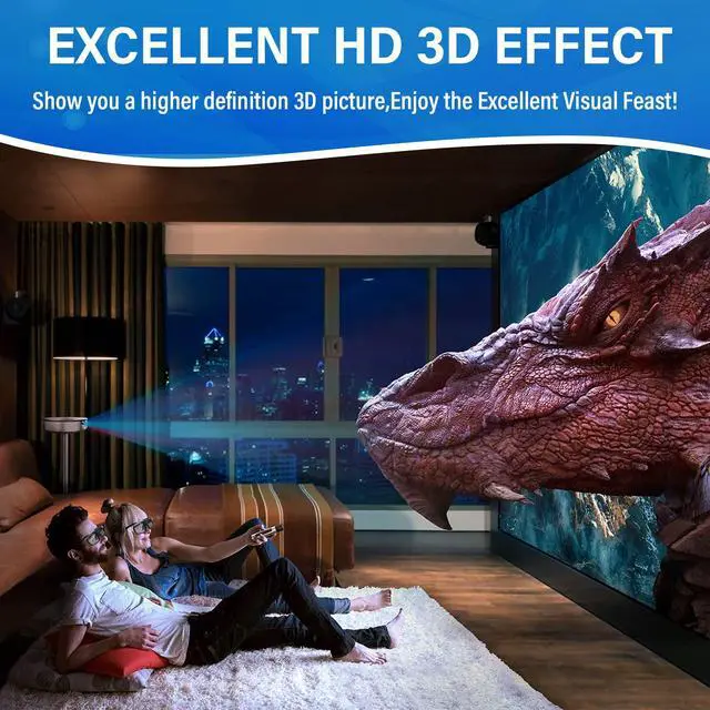 Alt view image 3 of 6 - 3D Glasses, Active Shutter Rechargeable Eyewear for 3D DLP-Link Projectors Cocar Toumei - Pack of 2