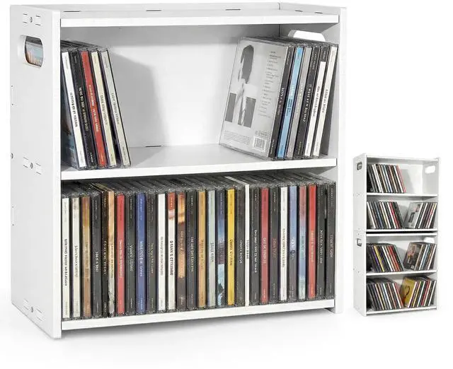 Main image of Stackable Double-Layer CD Storage Rack, Holds 58 CD Cases | Stackable double-layer CD storage rack holds 58 CD cases, saves space, and makes a gift for music lovers and collectors
