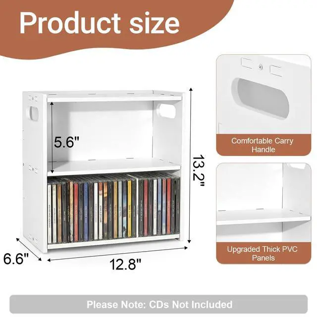 Alt view image 4 of 6 - Stackable Double-Layer CD Storage Rack, Holds 58 CD Cases | Stackable double-layer CD storage rack holds 58 CD cases, saves space, and makes a gift for music lovers and collectors