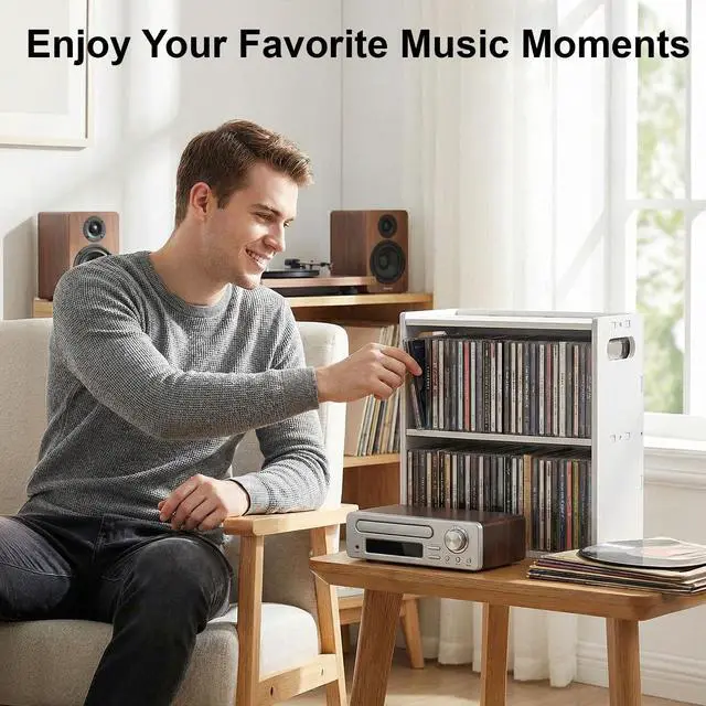Alt view image 6 of 6 - Stackable Double-Layer CD Storage Rack, Holds 58 CD Cases | Stackable double-layer CD storage rack holds 58 CD cases, saves space, and makes a gift for music lovers and collectors