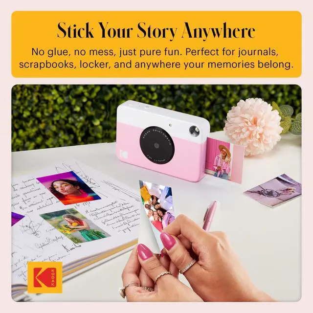 Alt view image 5 of 6 - Printomatic Instant Camera (Pink) All-in-Bundle + Zink Paper (20 Sheets) + Deluxe Case + Photo Album + 7 Unique Sticker Sets + Markers + Scissors + Border Stickers and So Much More