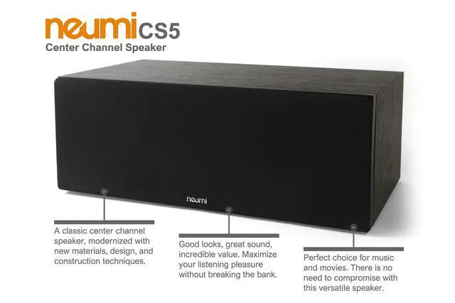 Alt view image 2 of 6 - NEUMI CS5 Center Channel Speaker, Dual 5-Inch Woofers, Dark Wood | 1-inch tweeter, passive design, matches BS5 bookshelf speakers for home theater
