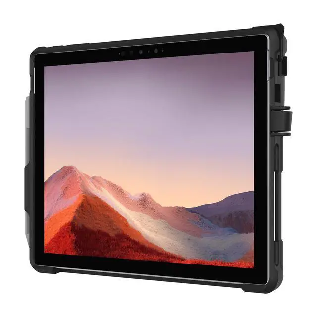 Alt view image 4 of 6 - Survivor Security Case with Smart Card Reader for Microsoft Surface Pro 7, 7+, 6, 5, 4 - Rugged, Shockproof Protection, Handstrap, Kickstand, Surface Pen Holder - Black