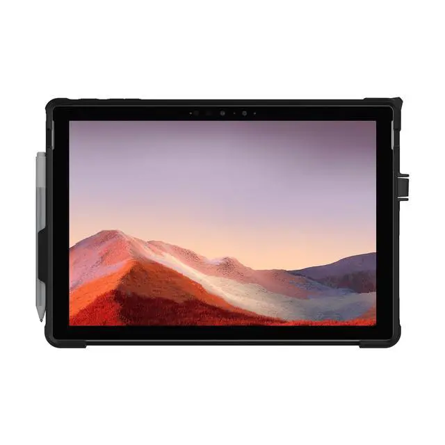 Alt view image 6 of 6 - Survivor Security Case with Smart Card Reader for Microsoft Surface Pro 7, 7+, 6, 5, 4 - Rugged, Shockproof Protection, Handstrap, Kickstand, Surface Pen Holder - Black