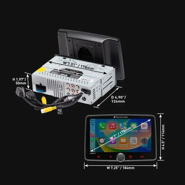 Alt view image 5 of 6 - P70CPA-PF Car Stereo - Apple CarPlay, Android Auto, Single Din, 7 Inch Touchscreen, Bluetooth, No CD DVD Player, AM/FM Radio Receiver, Multi Color Illumination