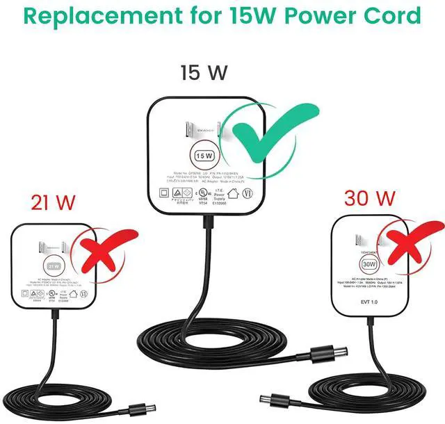 Alt view image 2 of 6 - 15W Power Adapter for Alexa Echo Show 5 1st / 2nd Gen, Dot 3rd / 4th / 5th | Replacement Power Cord Charger