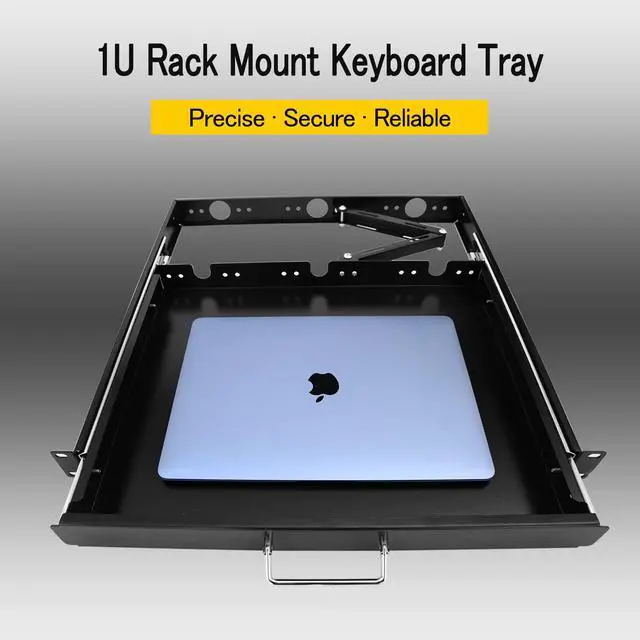 Alt view image 2 of 6 - 1U Rack Mount Sliding Keyboard Tray Cantilever for Server Data Network Rack | Properly Sized