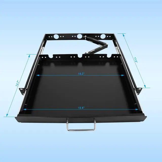 Alt view image 3 of 6 - 1U Rack Mount Sliding Keyboard Tray Cantilever for Server Data Network Rack | Properly Sized
