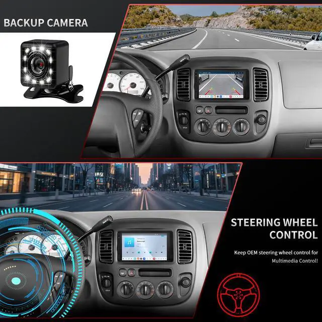 Alt view image 5 of 6 - for Ford Ranger 1995-2011,Escape 2000-2007 Radio Upgrade,4G Network 8core CPU Stereo System,QLED Touch Screen,Carplay and Android Auto,Free Backup Camera