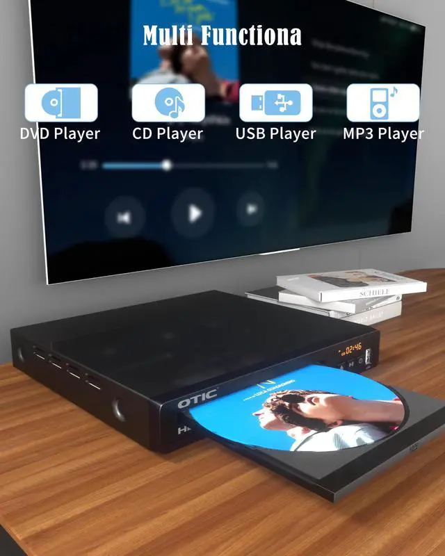 Alt view image 4 of 6 - All Region HDMI DVD Player for TV, Multi Formats & Metal Housing, Compact CD Player with USB Port/Dolby Digital Sound for Smart TV, Elderly, Home Stereo System, Included HDMI Cable & Remote