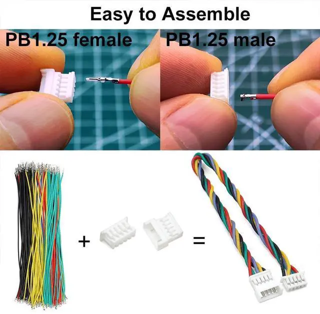 Alt view image 3 of 6 - 1.25mm Male and Female Connectors Socket and Plug with Pre-Crimped Cables Compatible with JST Molex PicoBlade 1.25 for Pixhawk Silicone 13cm Wire (Male and Female)