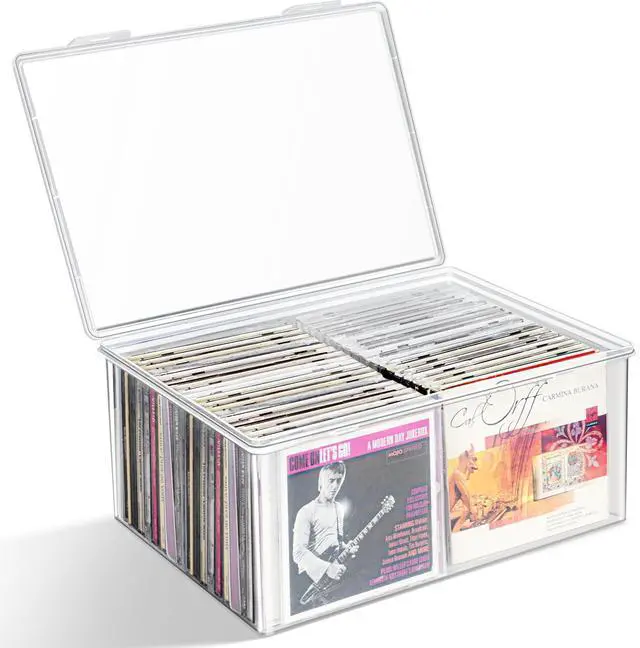 Main image of CD Storage Box, Stackable Clear Plastic CD Organizer