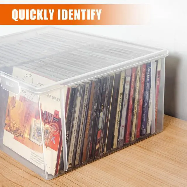 Alt view image 2 of 6 - CD Storage Box, Stackable Clear Plastic CD Organizer