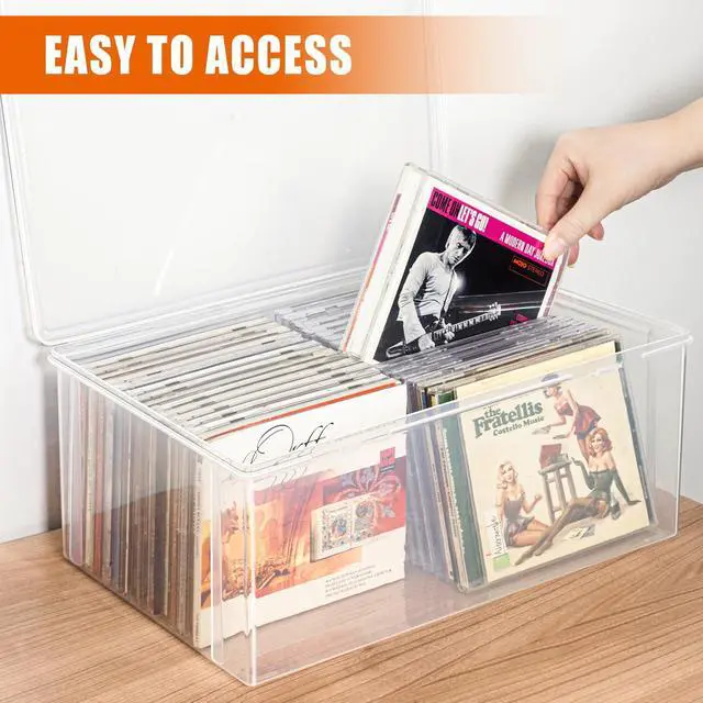 Alt view image 4 of 6 - CD Storage Box, Stackable Clear Plastic CD Organizer