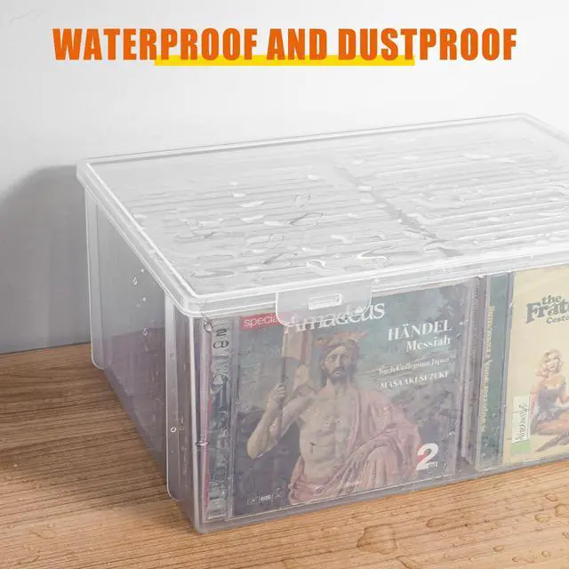Alt view image 6 of 6 - CD Storage Box, Stackable Clear Plastic CD Organizer
