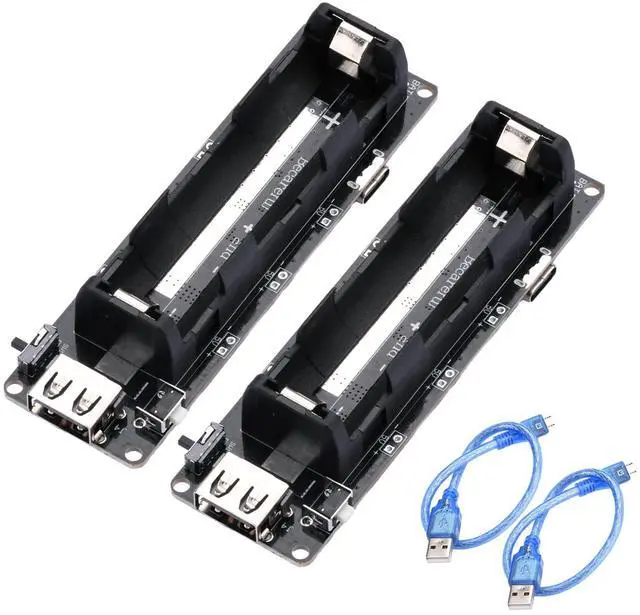 Main image of 2Pcs 18650 Battery Holder Li-ion Battery with Single Compartment, 18650 Battery Bank & Battery Backup, Support USB 5V/2A 3V/1A Battery Shield Charging Module with USB to MicroUSB Charging Cable