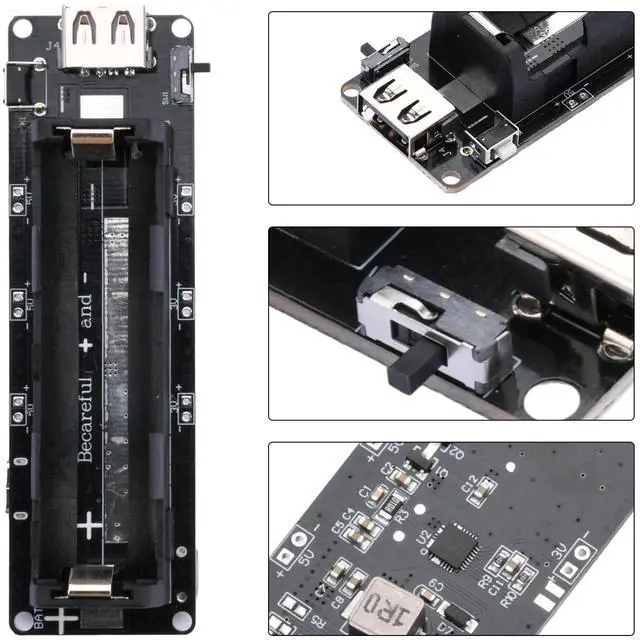 Alt view image 5 of 6 - 2Pcs 18650 Battery Holder Li-ion Battery with Single Compartment, 18650 Battery Bank & Battery Backup, Support USB 5V/2A 3V/1A Battery Shield Charging Module with USB to MicroUSB Charging Cable