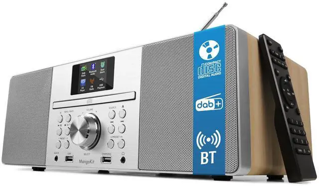Main image of MS1 CD Player, FM, Bluetooth, Powerful HiFi Music System,Maple | 2.4in colour display,60 presets,remote control,acoustic wooden cabinet,USB,AUX-in,headphone jack,dual alarms,EQ modes