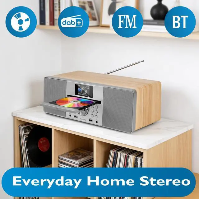 Alt view image 2 of 6 - MS1 CD Player, FM, Bluetooth, Powerful HiFi Music System,Maple | 2.4in colour display,60 presets,remote control,acoustic wooden cabinet,USB,AUX-in,headphone jack,dual alarms,EQ modes
