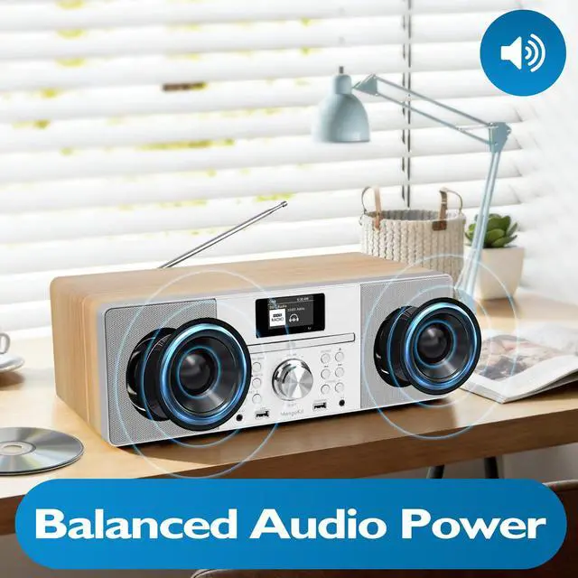 Alt view image 3 of 6 - MS1 CD Player, FM, Bluetooth, Powerful HiFi Music System,Maple | 2.4in colour display,60 presets,remote control,acoustic wooden cabinet,USB,AUX-in,headphone jack,dual alarms,EQ modes