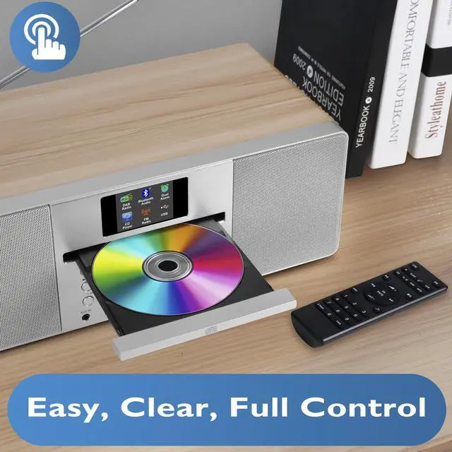 Alt view image 5 of 6 - MS1 CD Player, FM, Bluetooth, Powerful HiFi Music System,Maple | 2.4in colour display,60 presets,remote control,acoustic wooden cabinet,USB,AUX-in,headphone jack,dual alarms,EQ modes