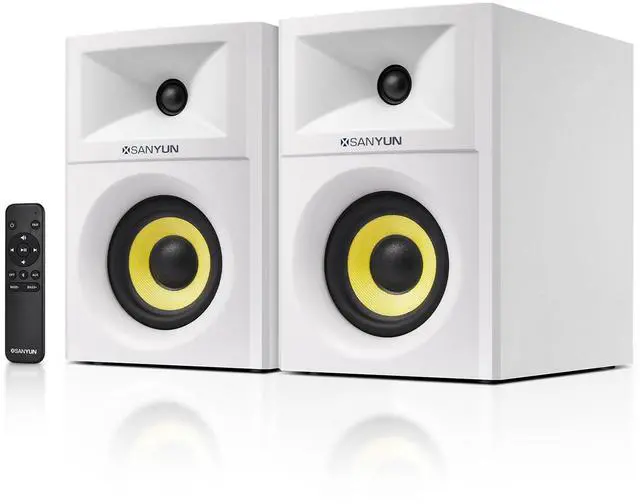 Main image of SW205 2.0 Bookshelf Speakers, Room-Filling Expanded Stage, Dual-DSP | Built-in 24bit DAC, Bluetooth 5.4/Optical/AUX, 80W 4" Glass Fiber Woofer & Silk Dome Tweeter, Wireless RF Remote (Pair,White)