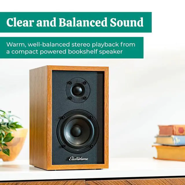 Alt view image 2 of 6 - Berkeley 2.0 Stereo Powered Bookshelf Speakers with Built-in Amplifier and 3" Drivers for Turntable, TV, PC and Wireless Music Streaming Featuring Bluetooth 5, RCA and Aux (EB20)