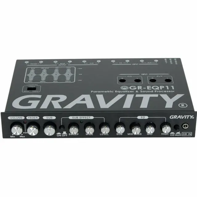 Alt view image 3 of 6 - GR-EQP11 Digital Bass Machine 1/2 Din 9V 4-Way Car Parametric Equalizer w/Front, Rear + Sub Output and Night Illumination