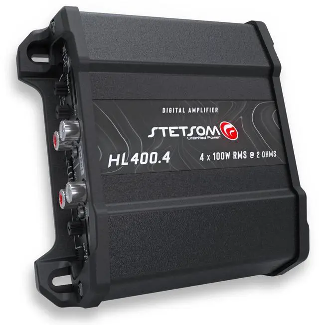 Main image of HL 400x4 2 Ohms - Compact Digital 4 Channel Amplifier, 400W RMS 400.4, Full Range, High Input, Bass Boost Gain + 14db (Variable Adjustment 30-75hz), Multichannel, Digital Sound, Crossover