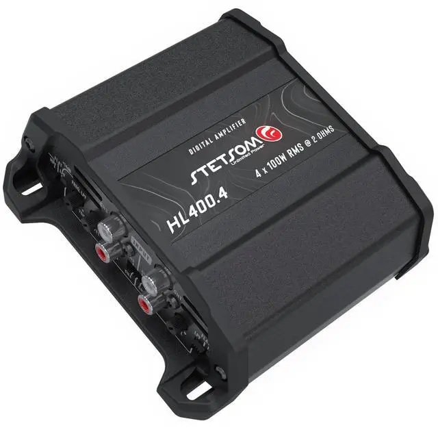 Alt view image 2 of 6 - HL 400x4 2 Ohms - Compact Digital 4 Channel Amplifier, 400W RMS 400.4, Full Range, High Input, Bass Boost Gain + 14db (Variable Adjustment 30-75hz), Multichannel, Digital Sound, Crossover