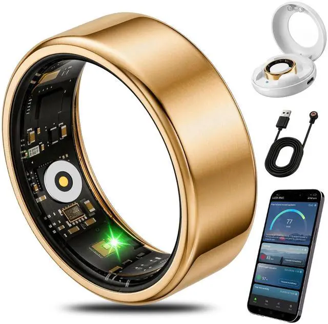 Main image of Smart Health Fitness Ring for Women & Men, Activity Tracker with Step Counter, Sleep Monitor & Stress Tracking, Waterproof, Compatible with Android & iOS, No Subscription Fee