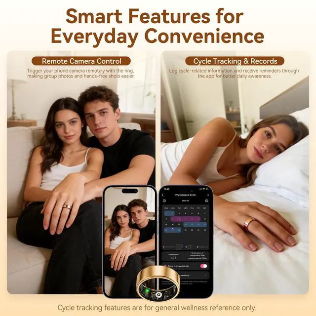 Alt view image 6 of 6 - Smart Health Fitness Ring for Women & Men, Activity Tracker with Step Counter, Sleep Monitor & Stress Tracking, Waterproof, Compatible with Android & iOS, No Subscription Fee