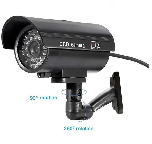 Alt view image 3 of 6 - Fake Security Camera, Dummy CCTV Surveillance System with Realistic Red Flashing Lights and Warning Sticker Indoor Outdoor Protect
